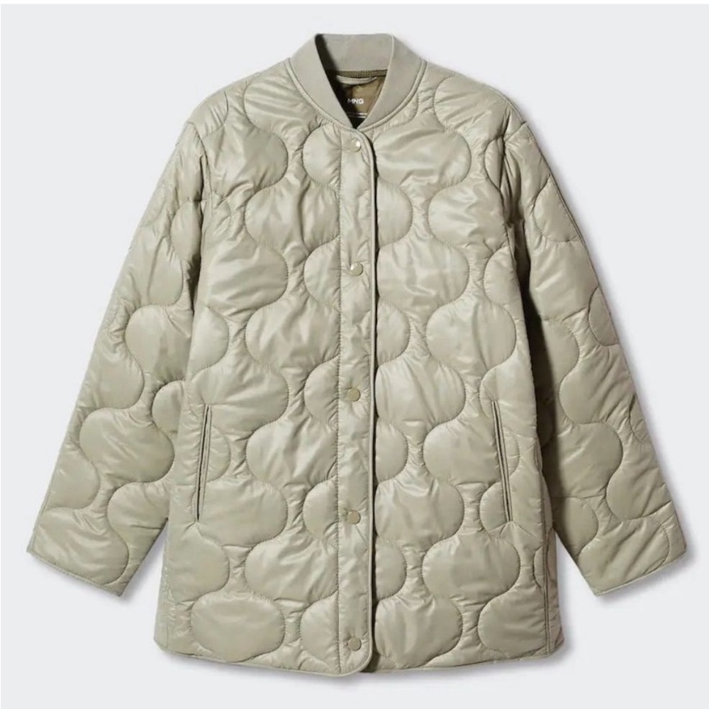 Mango Quilted Khaki Green Jacket Anorak